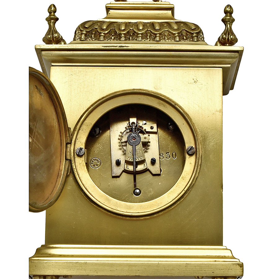 French Miniature Brass Bracket Clock with Fleur de Lis Designs ...