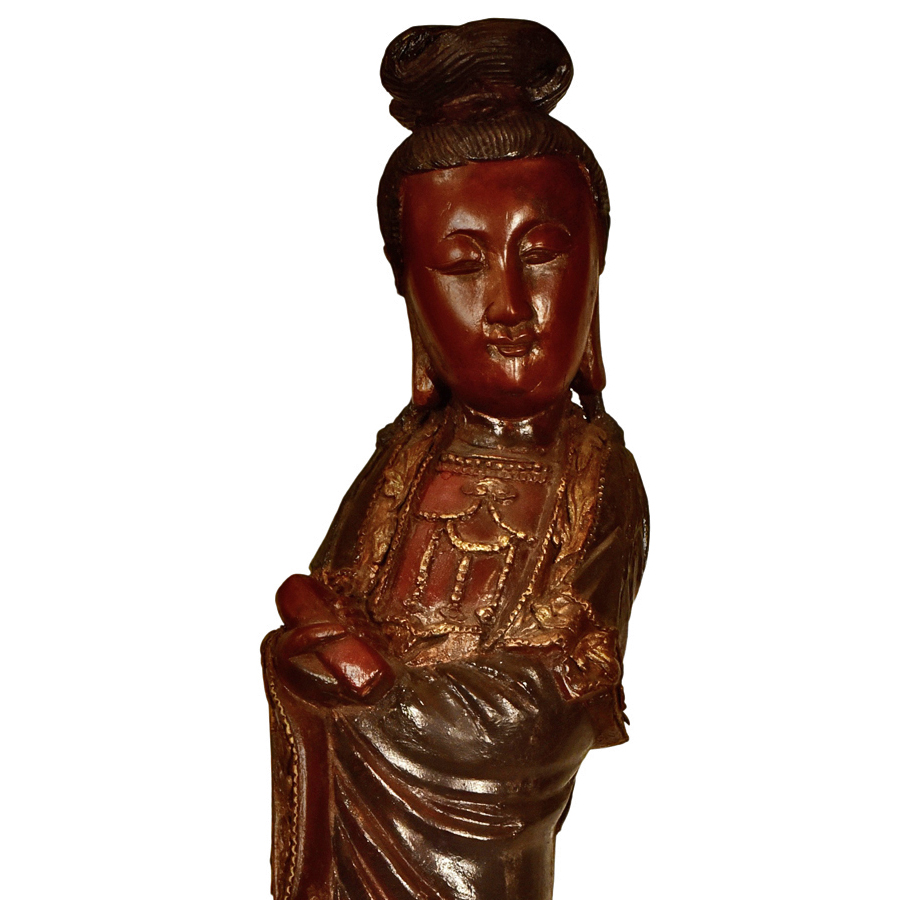 Chinese Hand Carved Wooden Quan Yin Sculpture - Renaissance Antiques