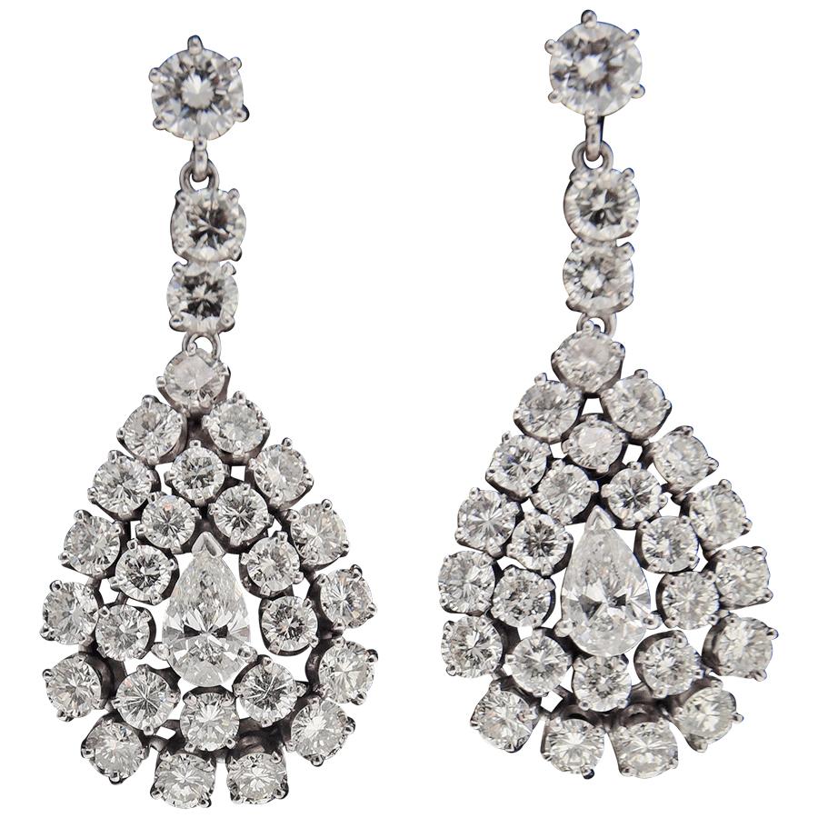 Diamond Chandelier Earrings, 7.61 Carats - Renaissance Antiques