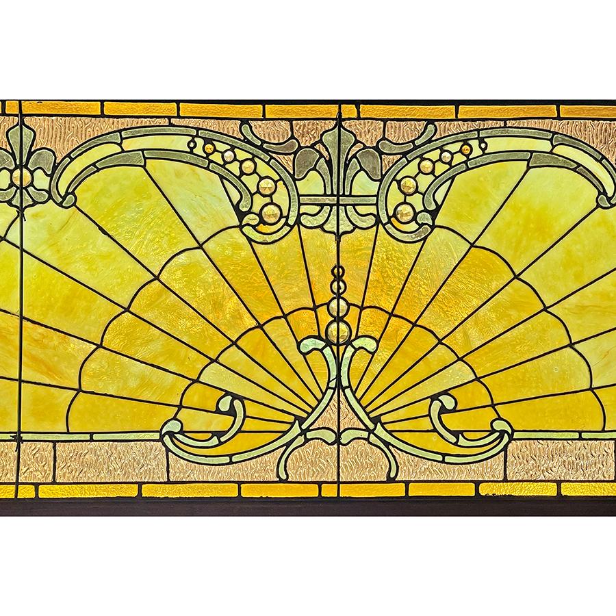 American Art Nouveau Leaded Stained Glass Transom Renaissance Antiques ...